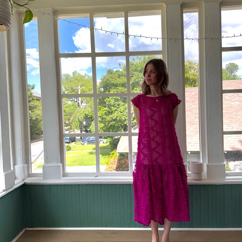 SOLD:
Anthropologie Maeve Magenta drop waist midi dress